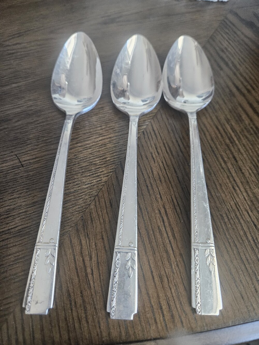 Vintage  Heirloom Plate Silver Plated Serving Spoon Set Of 3 Vintage